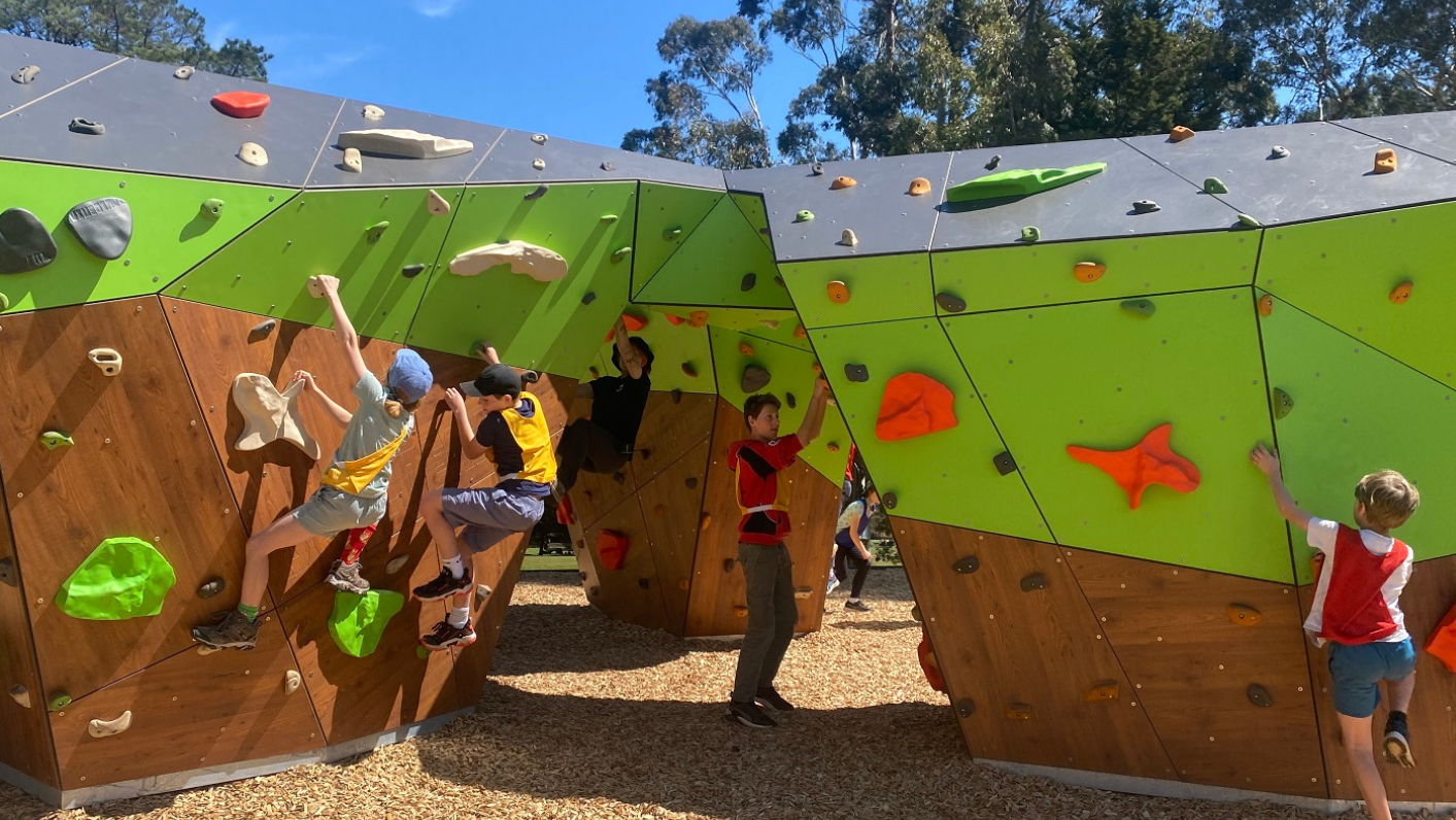 Children on the climbing wall at Woodhouse Activity Centre, Piccadilly