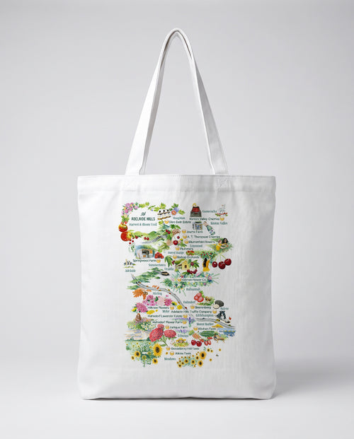 Adelaide Hills Harvest & Bloom Trail white canvas tote bag