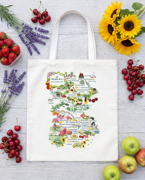 Harvest & Bloom Trail tote with Adelaide Hills produce