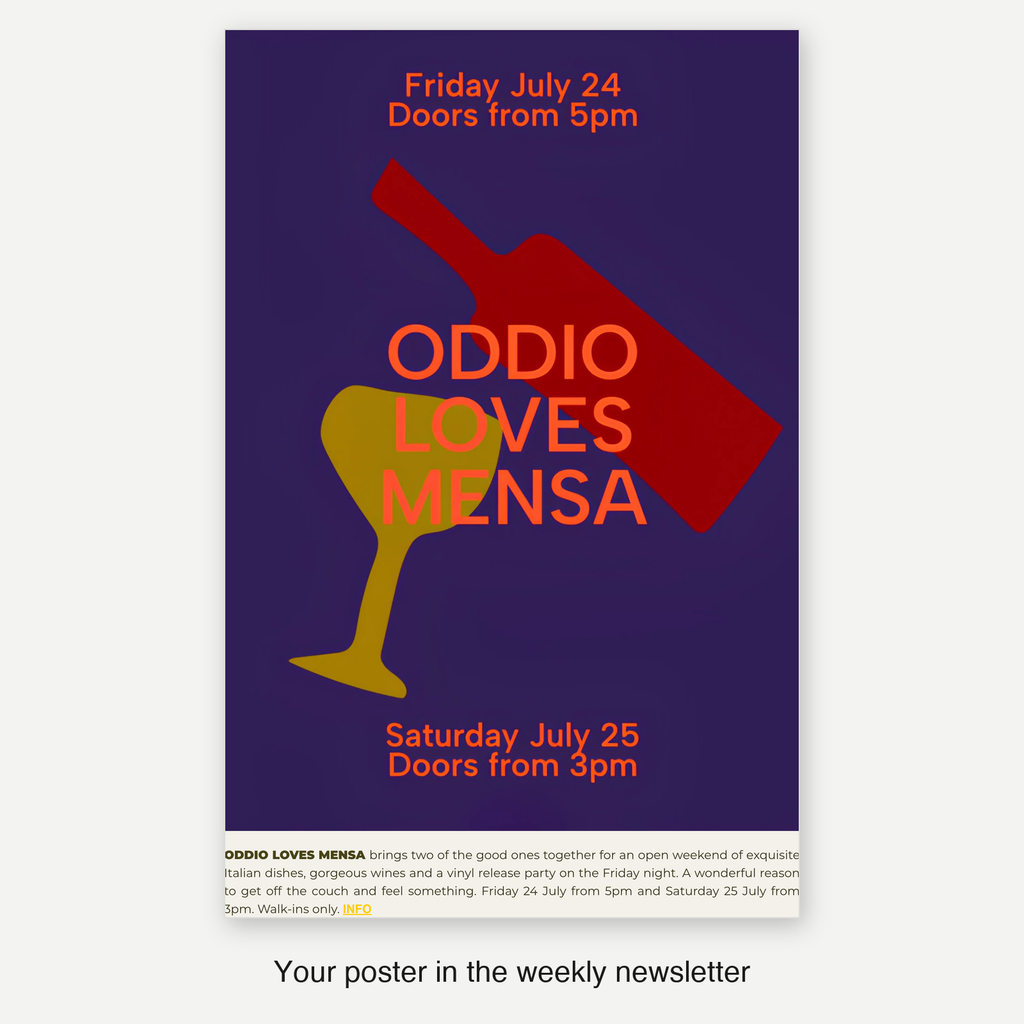 Your poster in the weekly newsletter